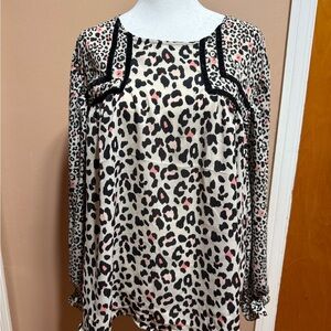 Maurices Leopard Print Blouse with Black Trim